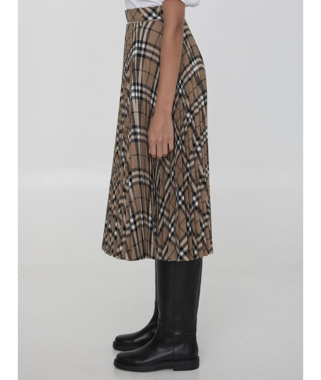 BURBERRY Бежевая полиэстеровая юбка миди, фото 3