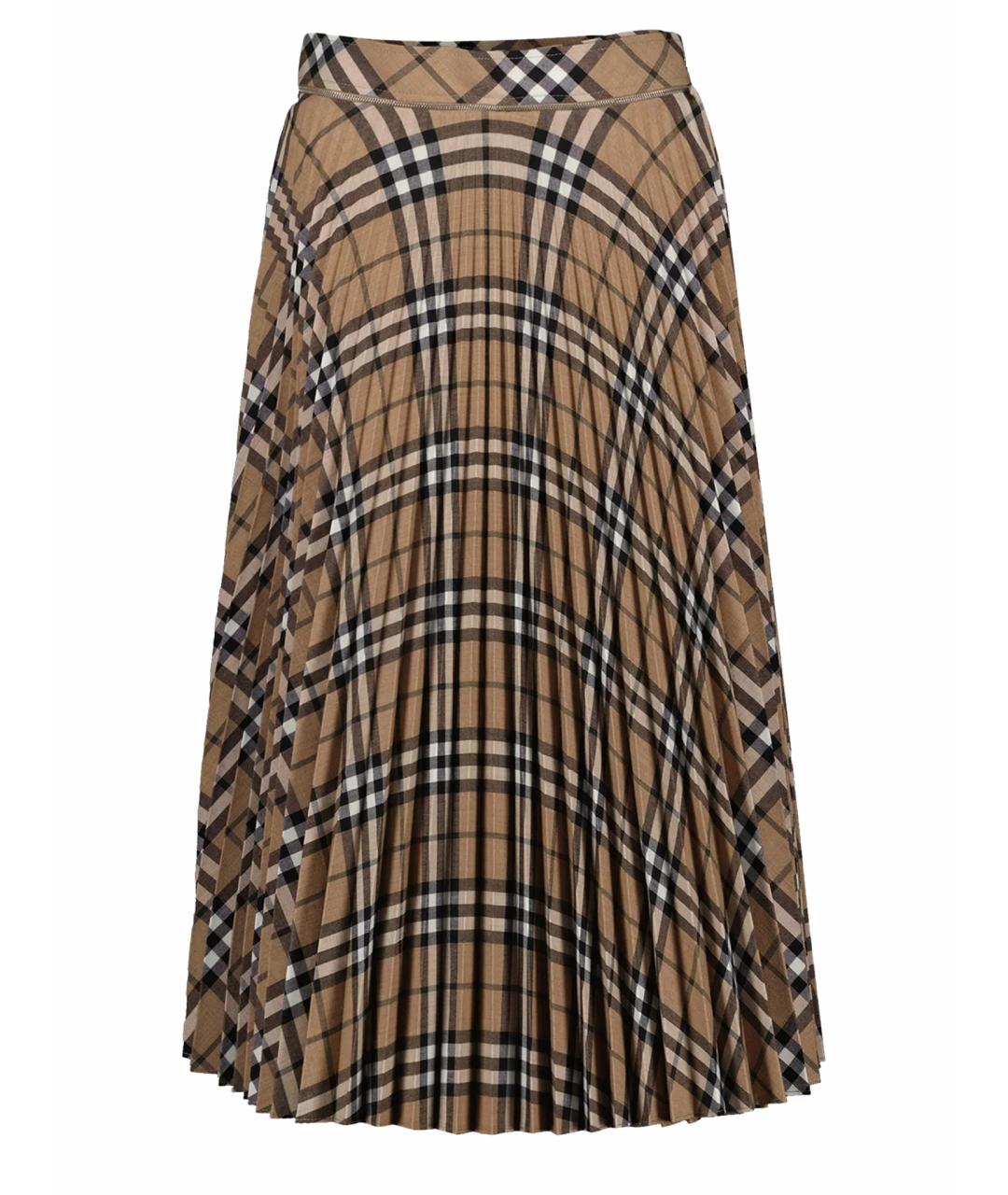 BURBERRY Бежевая полиэстеровая юбка миди, фото 1