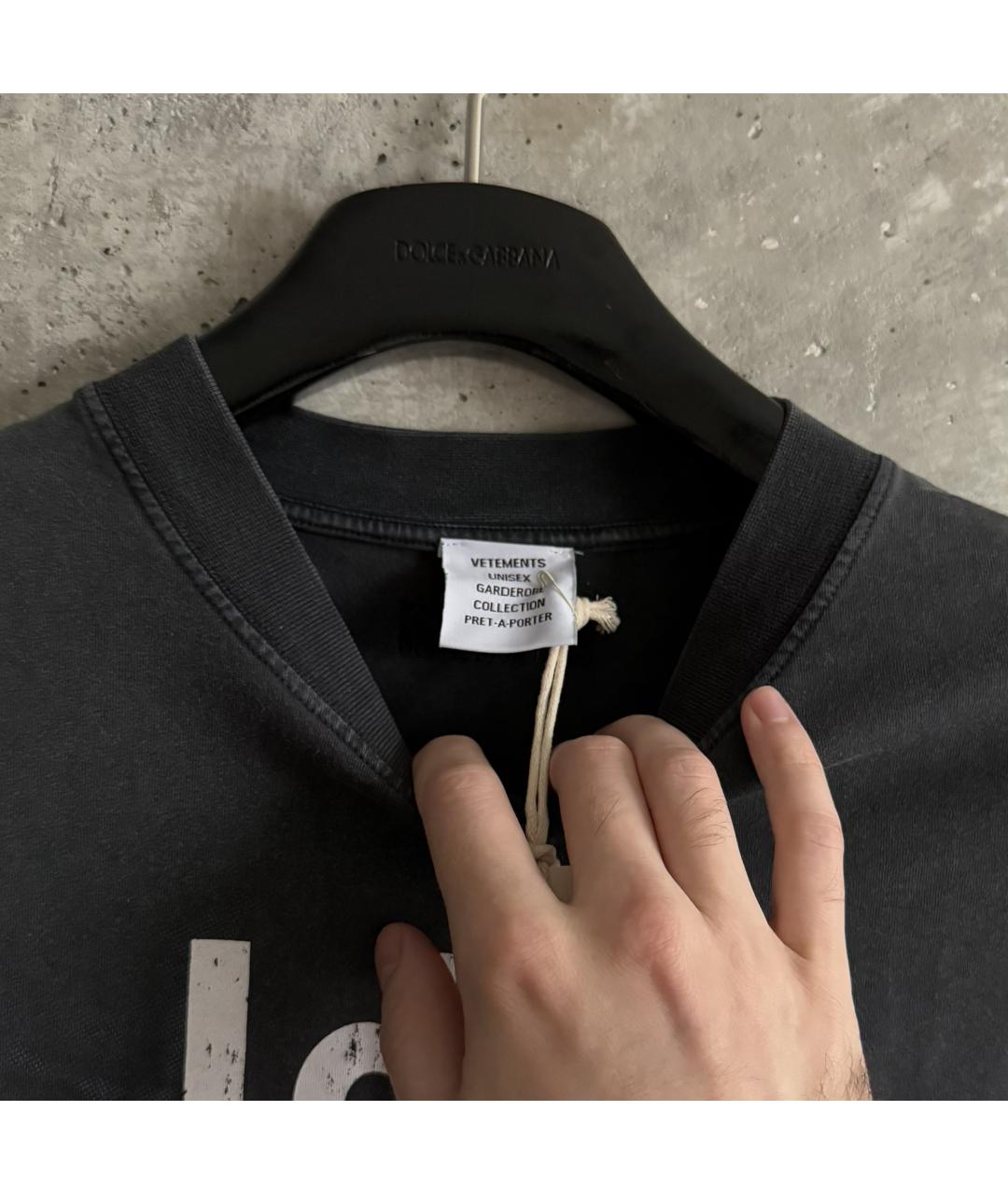 VETEMENTS Серая хлопковая футболка, фото 7