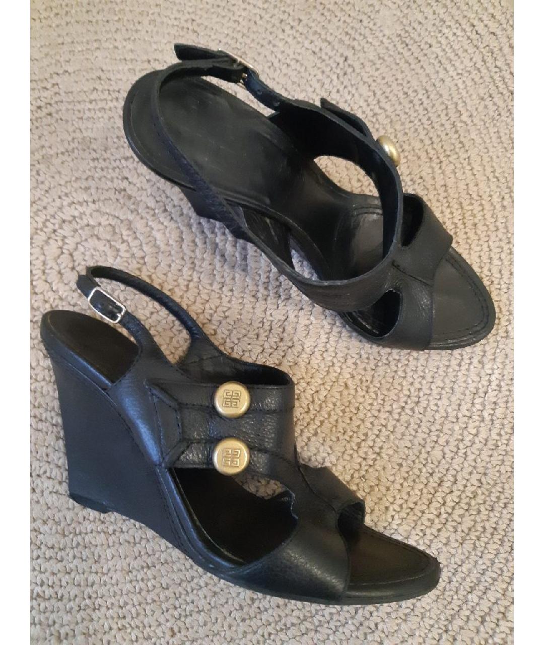 GIVENCHY Черные кожаные босоножки, фото 5