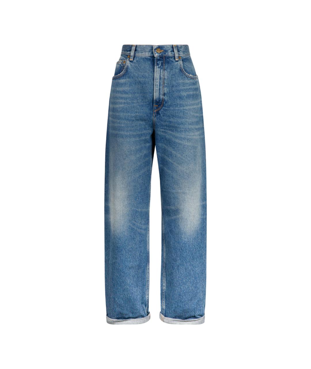 GOLDEN GOOSE DELUXE BRAND Синие хлопковые прямые джинсы, фото 1