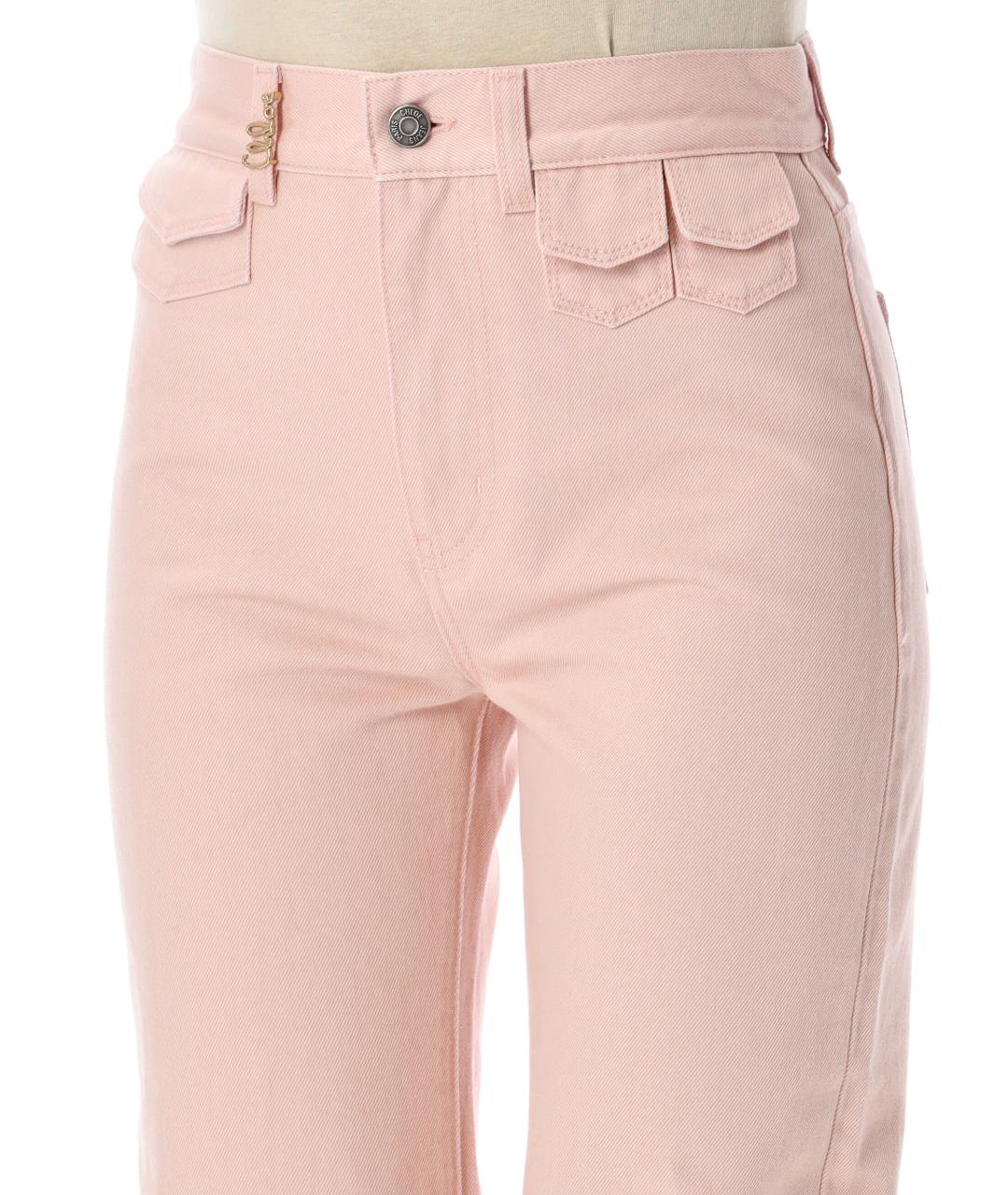 CHLOE Розовые хлопковые джинсы клеш, фото 3