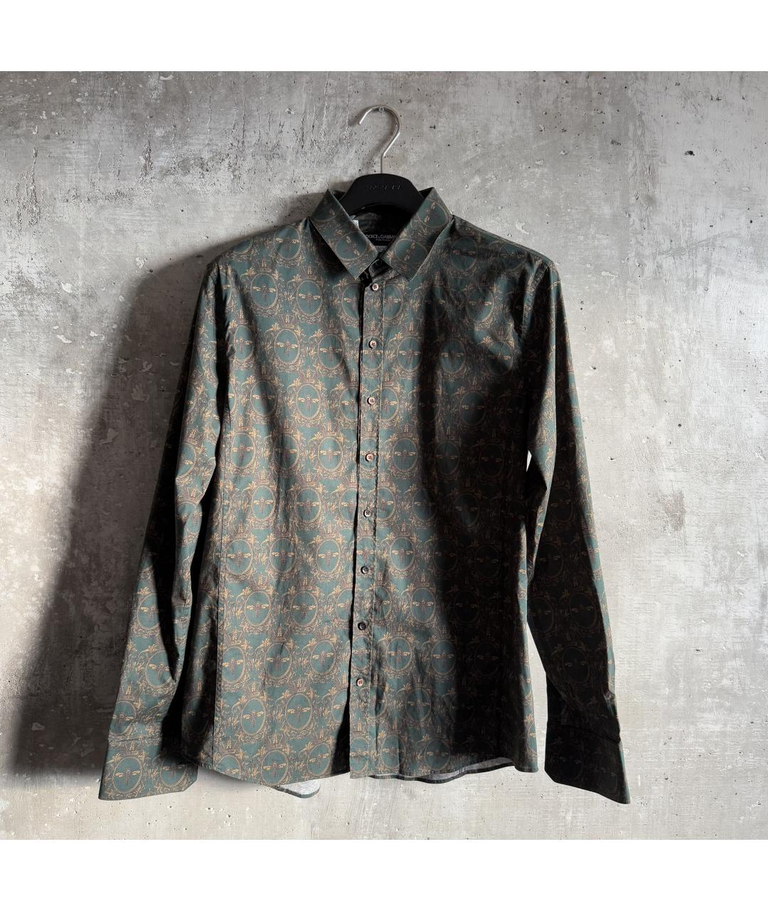 DOLCE&GABBANA Зеленая хлопковая кэжуал рубашка, фото 8