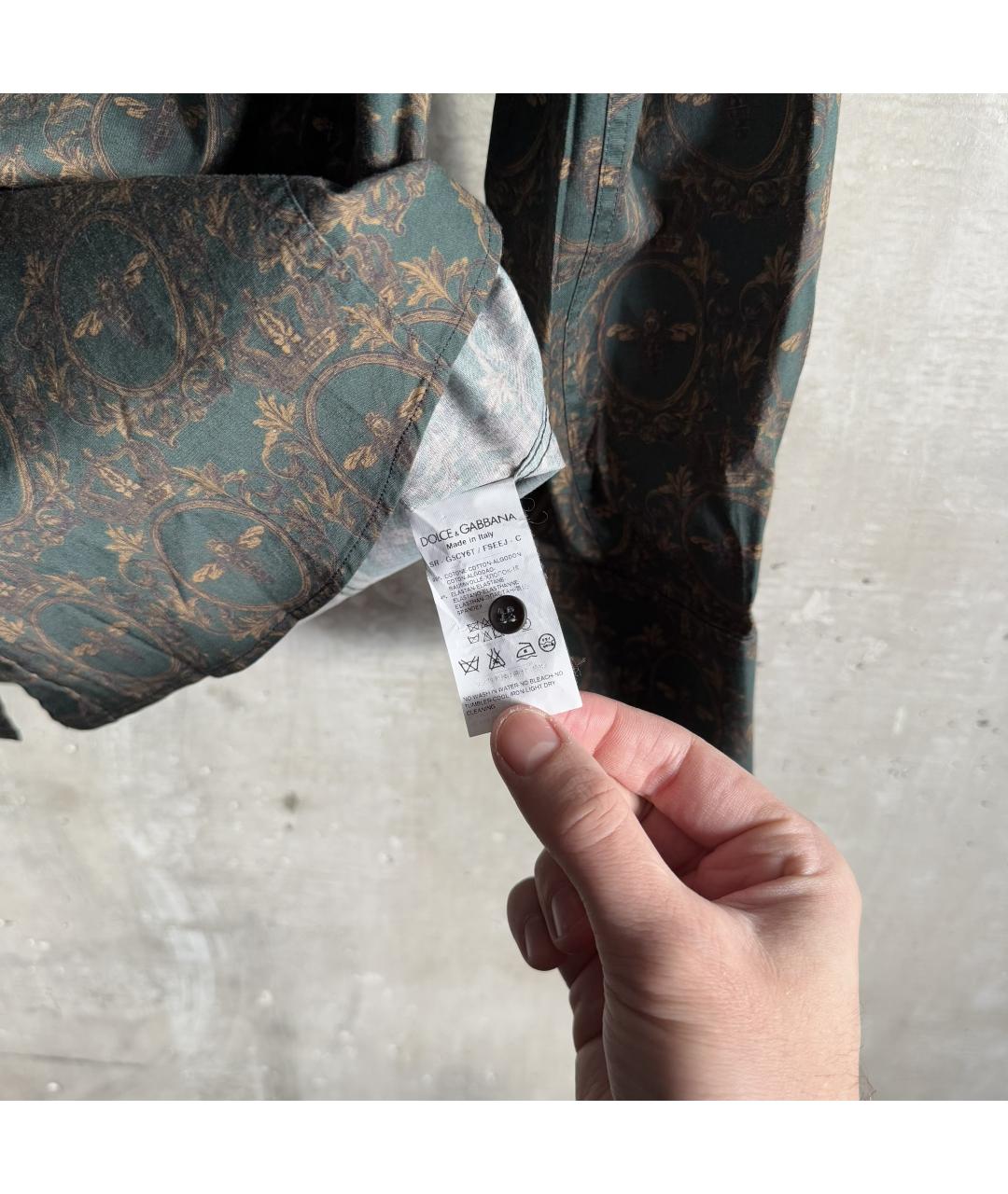 DOLCE&GABBANA Зеленая хлопковая кэжуал рубашка, фото 7