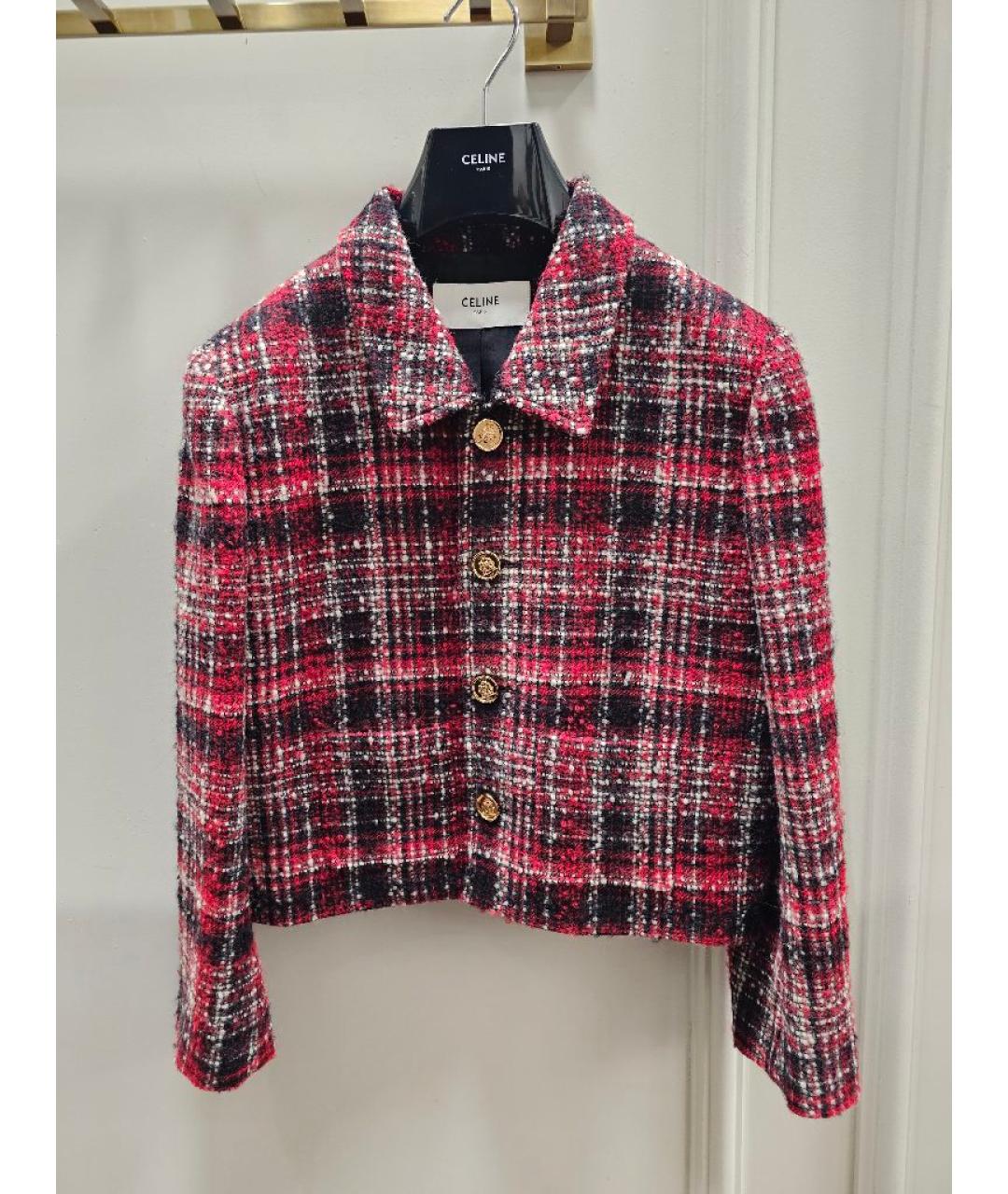 CELINE Красный твидовый жакет/пиджак, фото 6