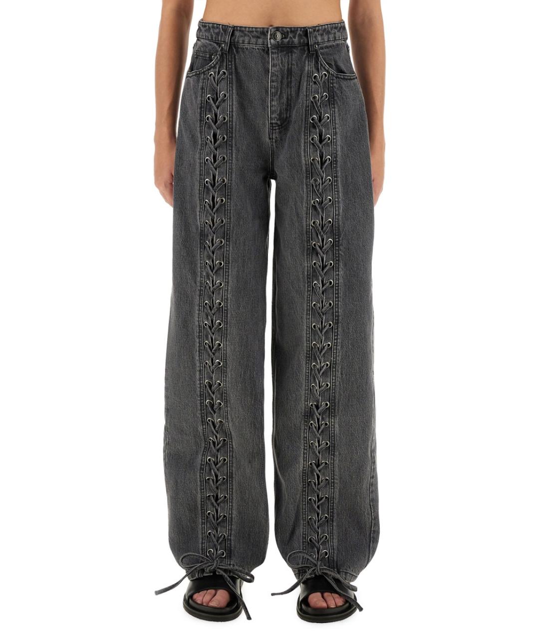 ROTATE Черные хлопковые прямые джинсы, фото 5