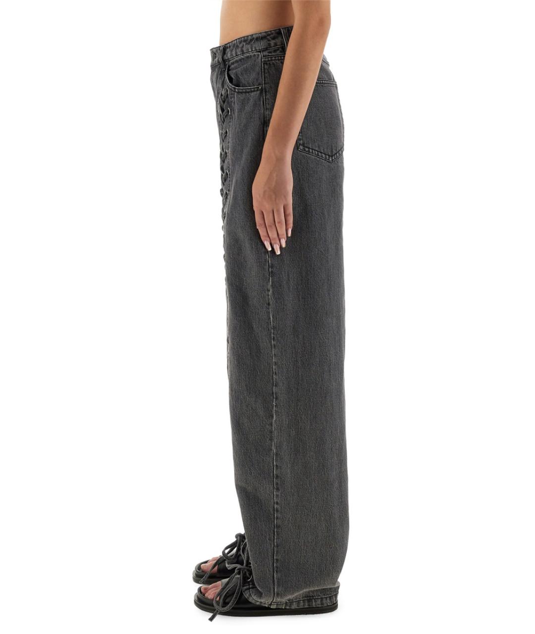 ROTATE Черные хлопковые прямые джинсы, фото 4