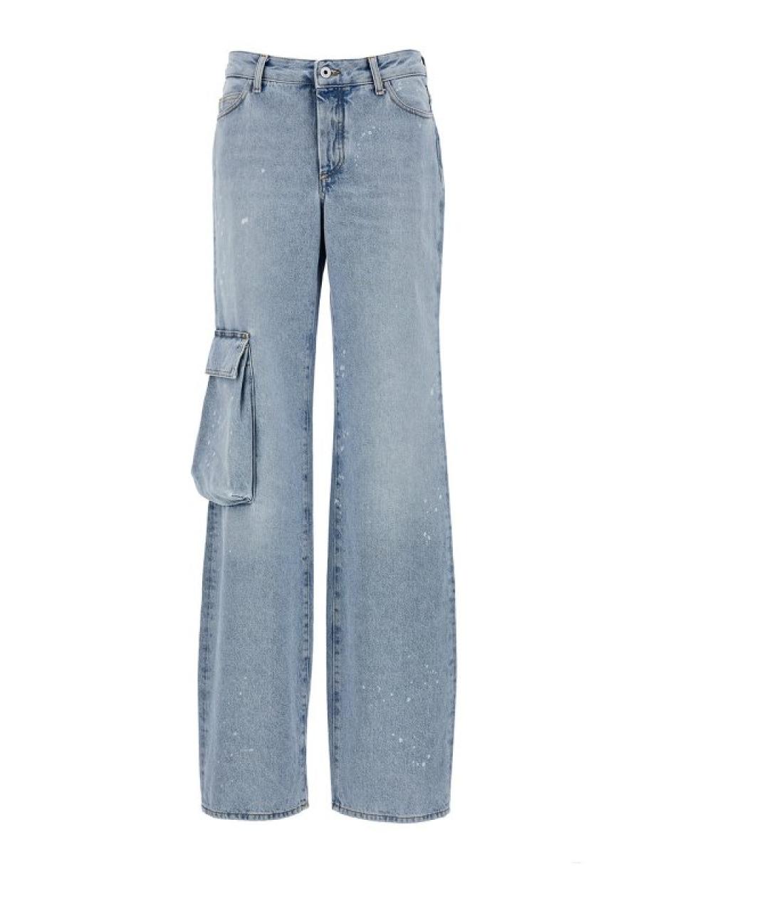 OFF-WHITE Голубые хлопковые прямые джинсы, фото 1