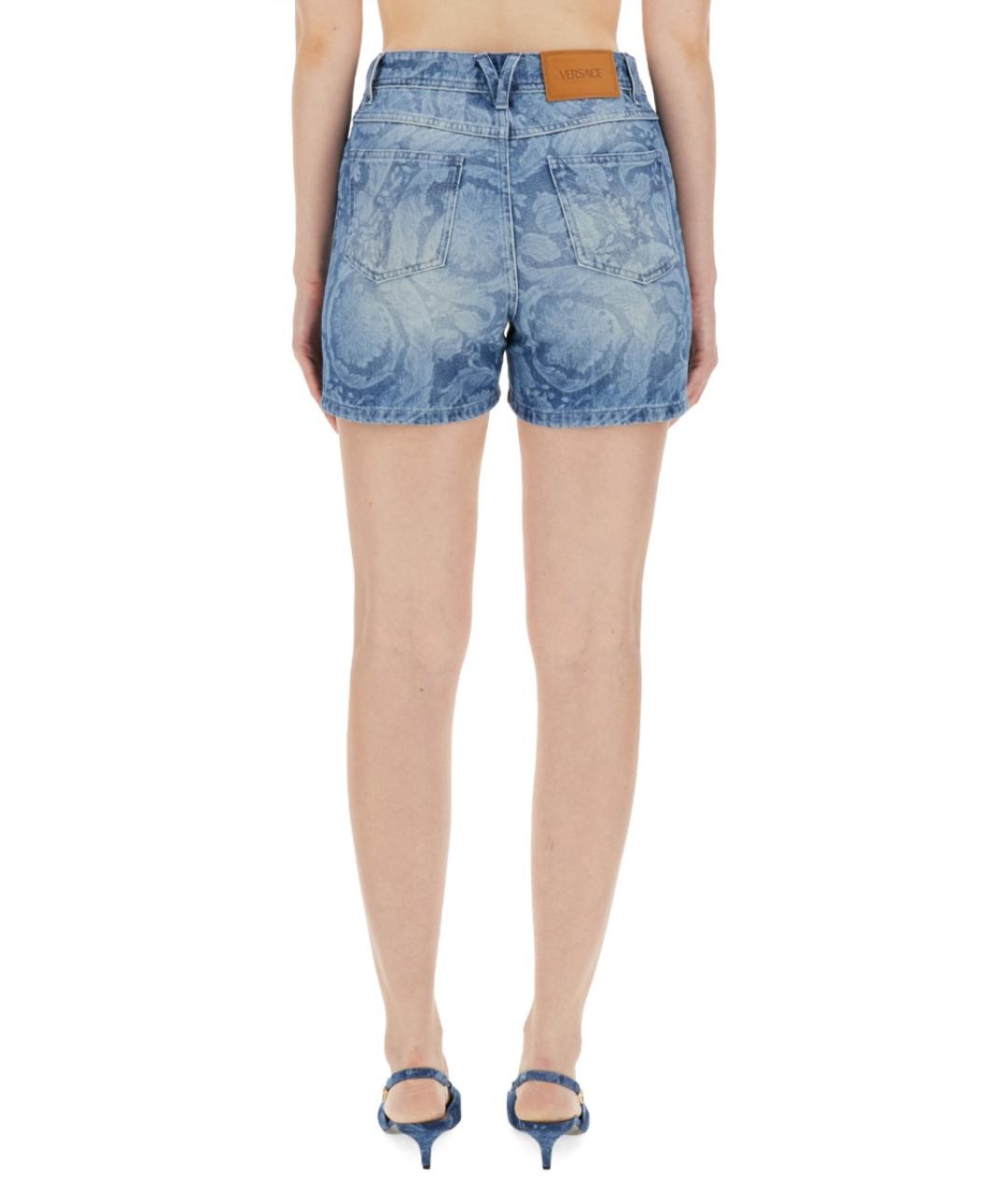 VERSACE Синие хлопковые прямые брюки, фото 3