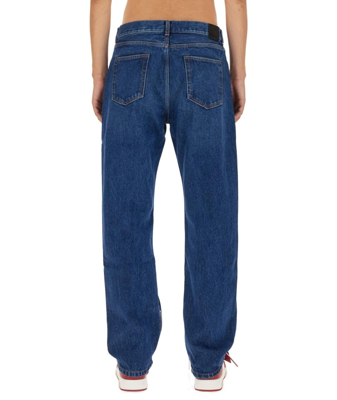 OFF-WHITE Синие хлопковые прямые джинсы, фото 3