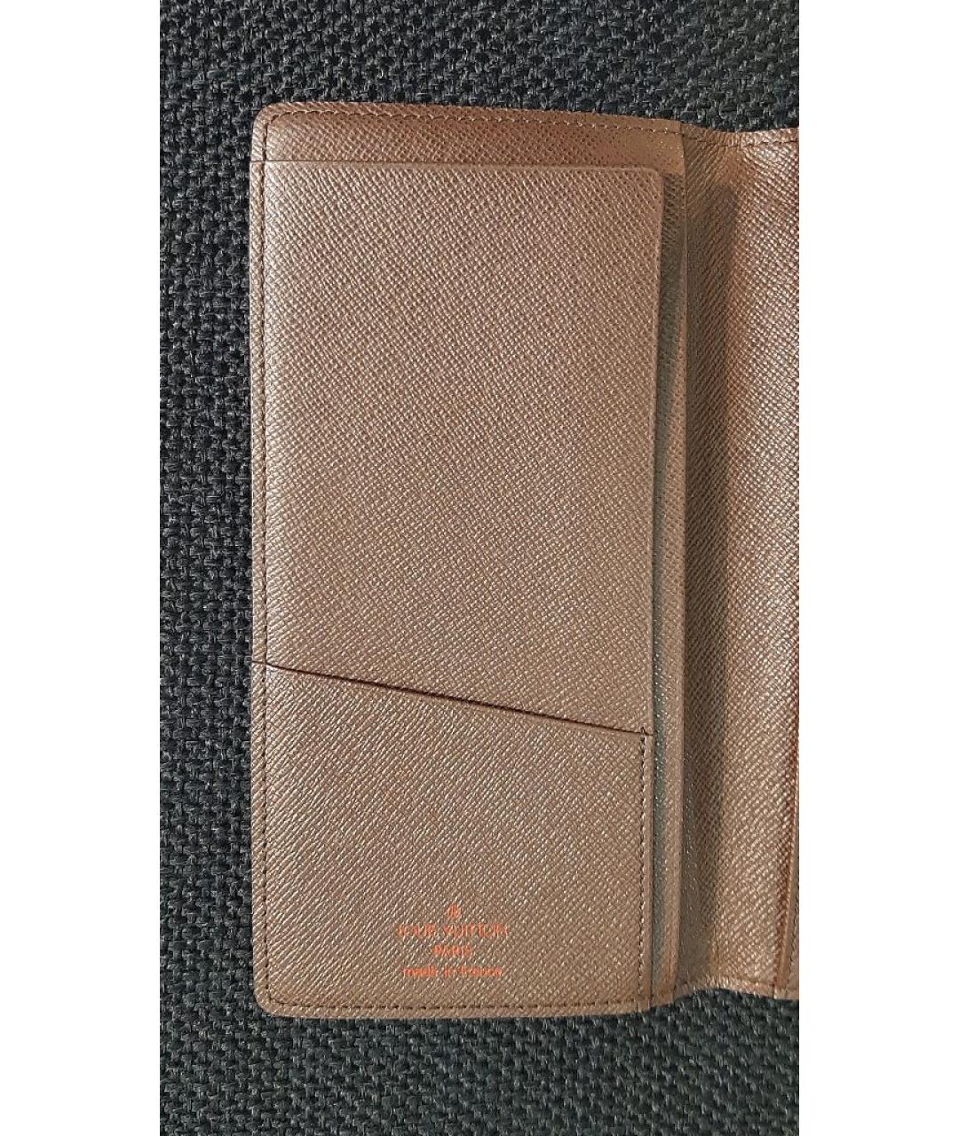 LOUIS VUITTON Коричневый кожаный кошелек, фото 6