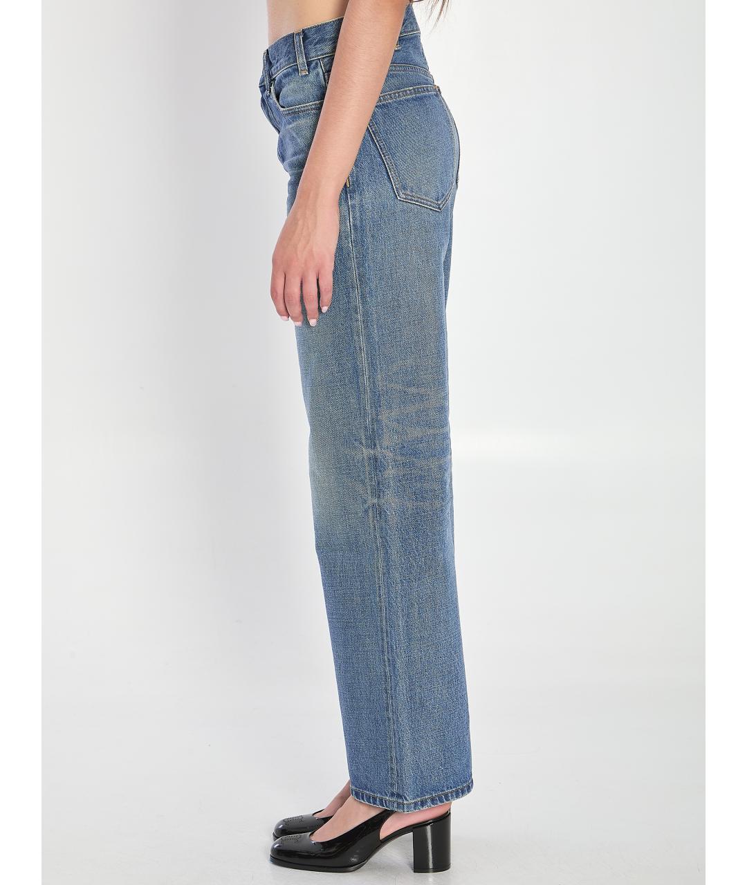 CELINE Голубые хлопковые прямые джинсы, фото 3