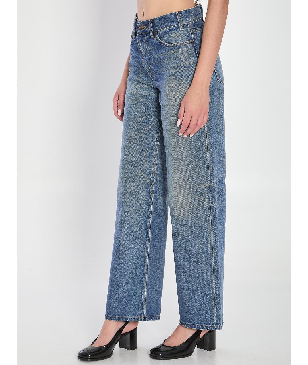 CELINE Голубые хлопковые прямые джинсы, фото 2