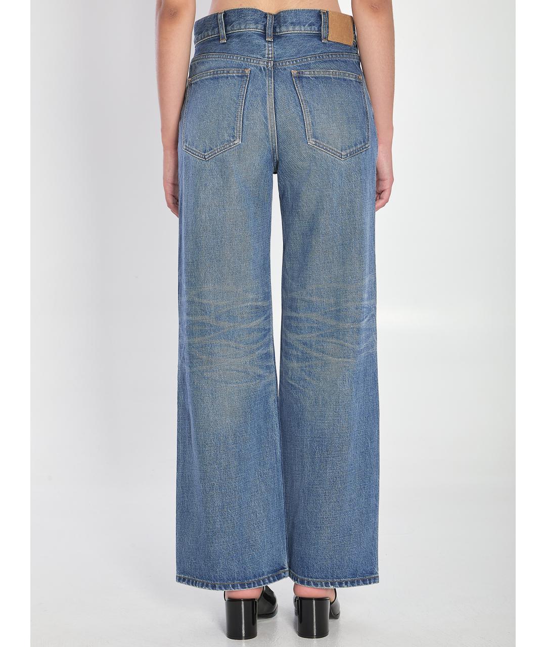 CELINE Голубые хлопковые прямые джинсы, фото 4