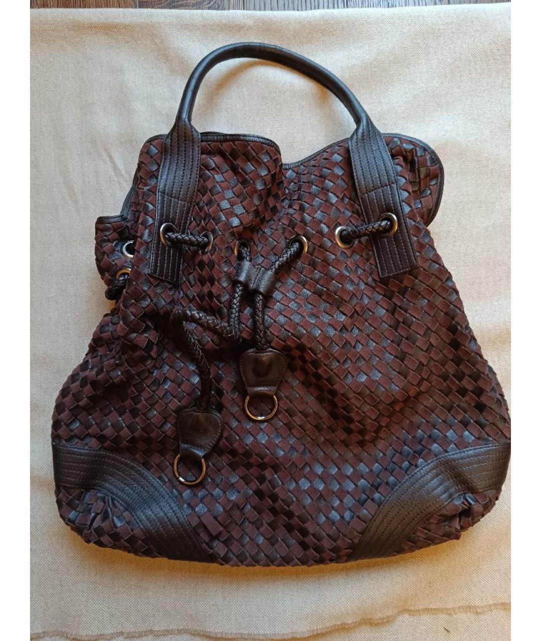 BOTTEGA VENETA Коричневая кожаная сумка через плечо, фото 4