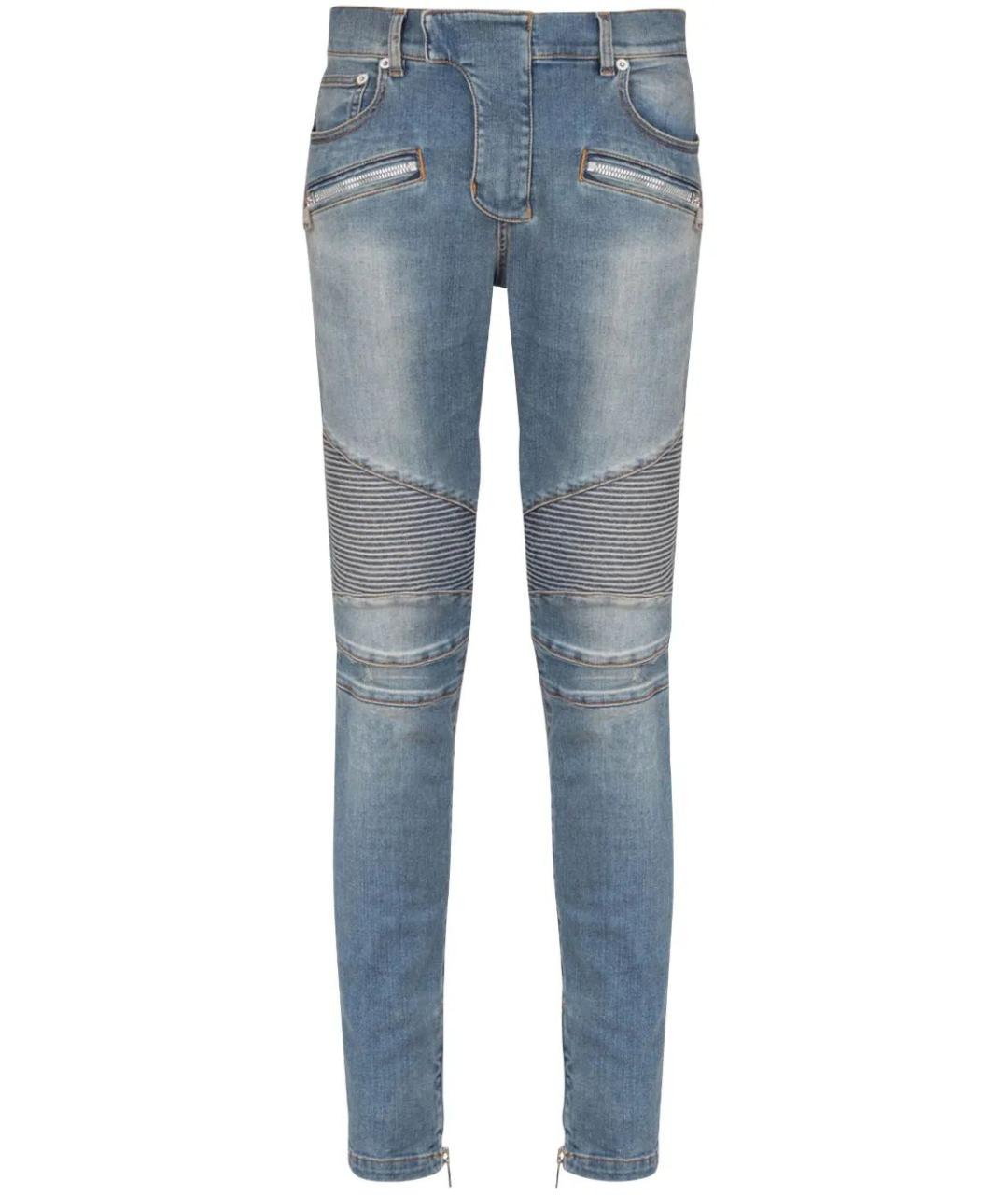 BALMAIN Голубые хлопковые джинсы скинни, фото 1