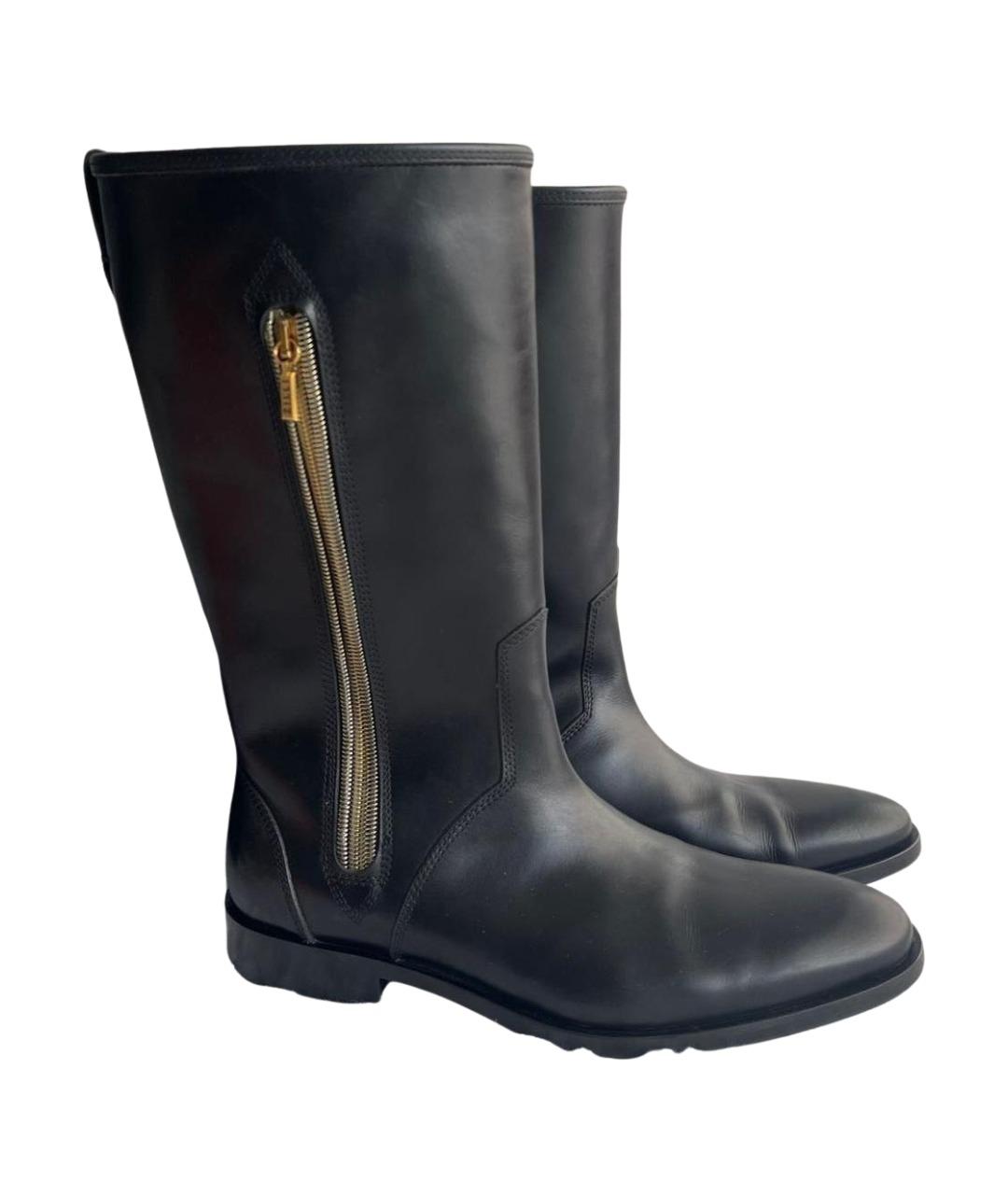 ZILLI Черные кожаные сапоги, фото 1