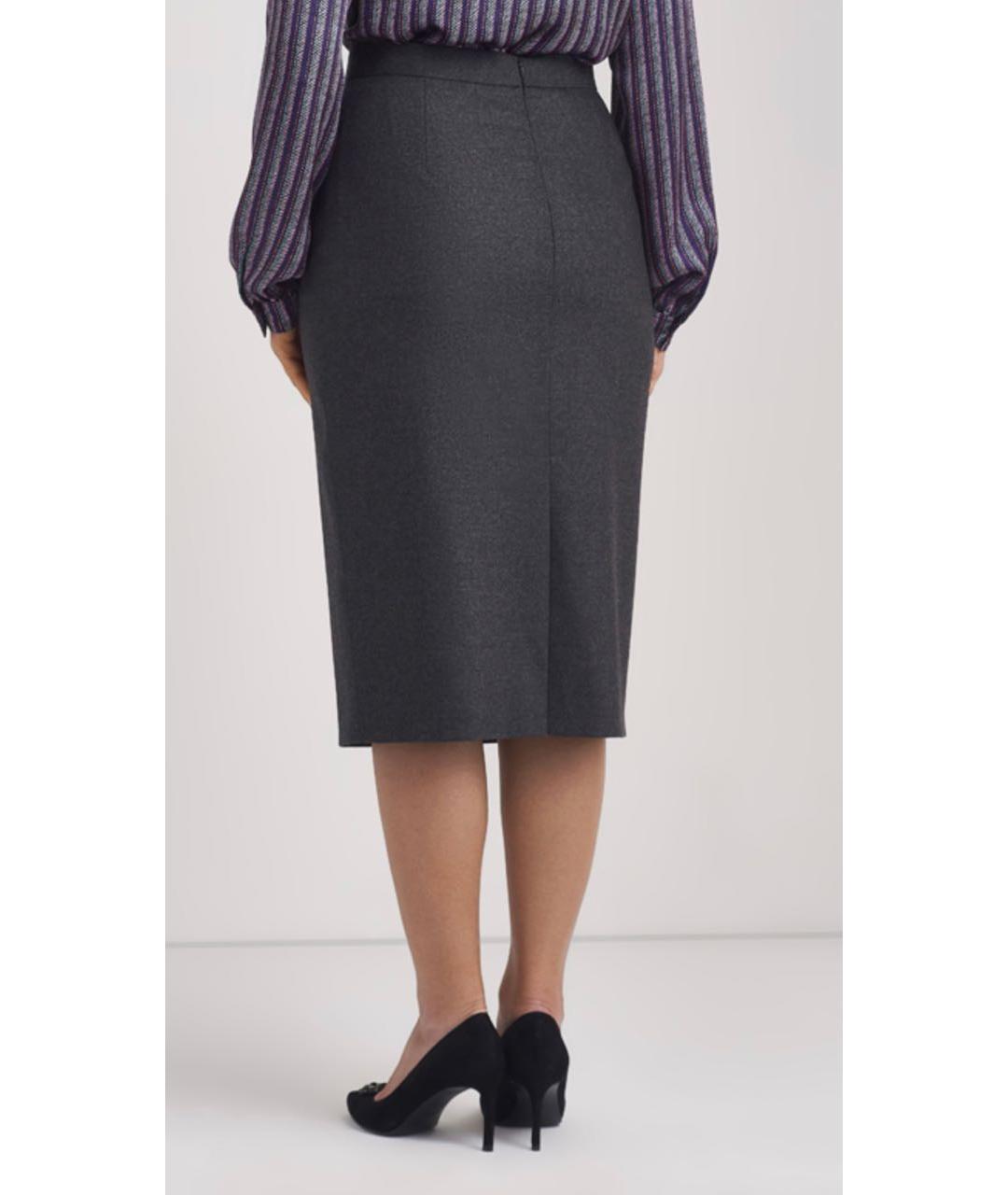 ESCADA Антрацитовая шерстяная юбка миди, фото 3