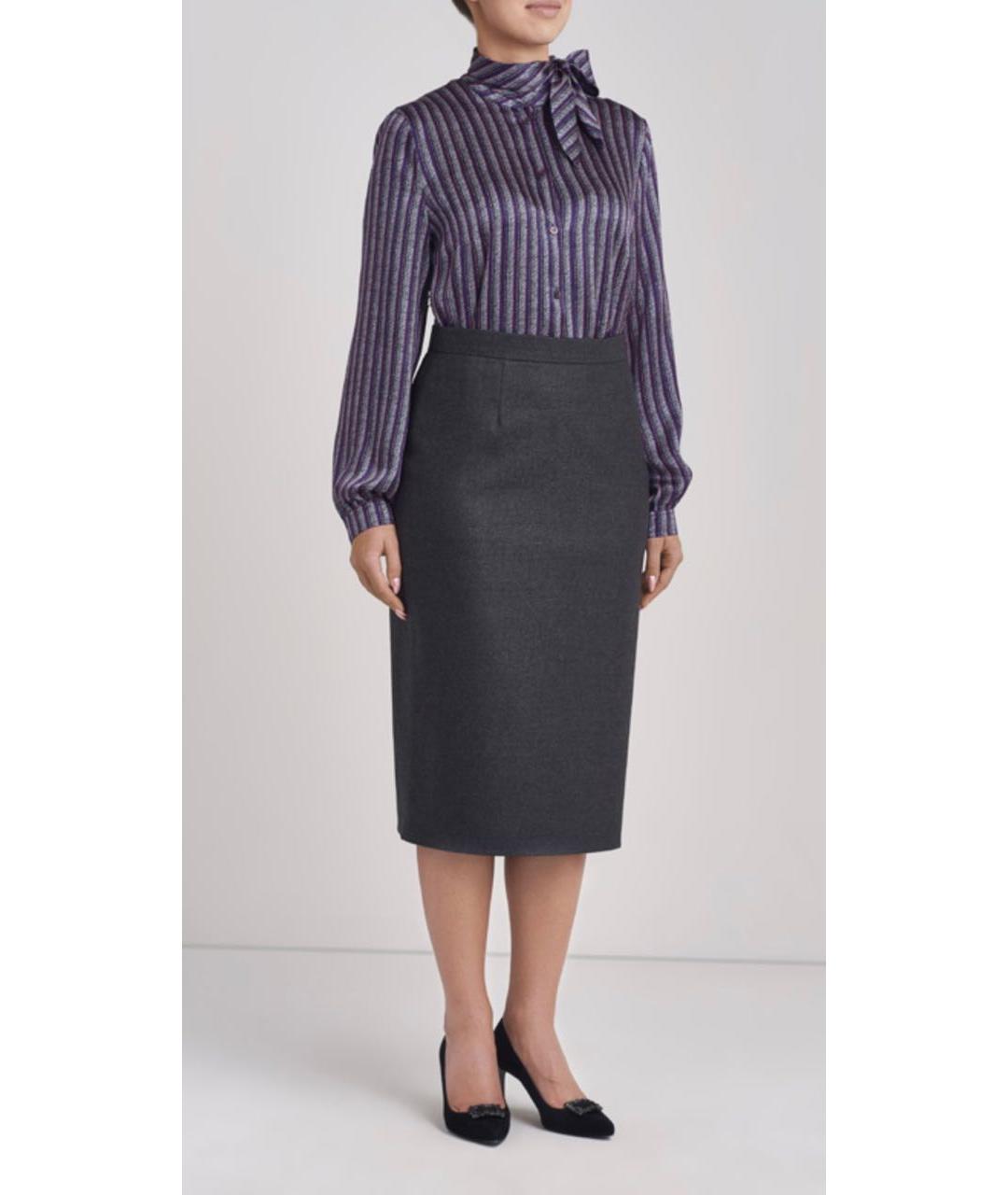 ESCADA Антрацитовая шерстяная юбка миди, фото 5