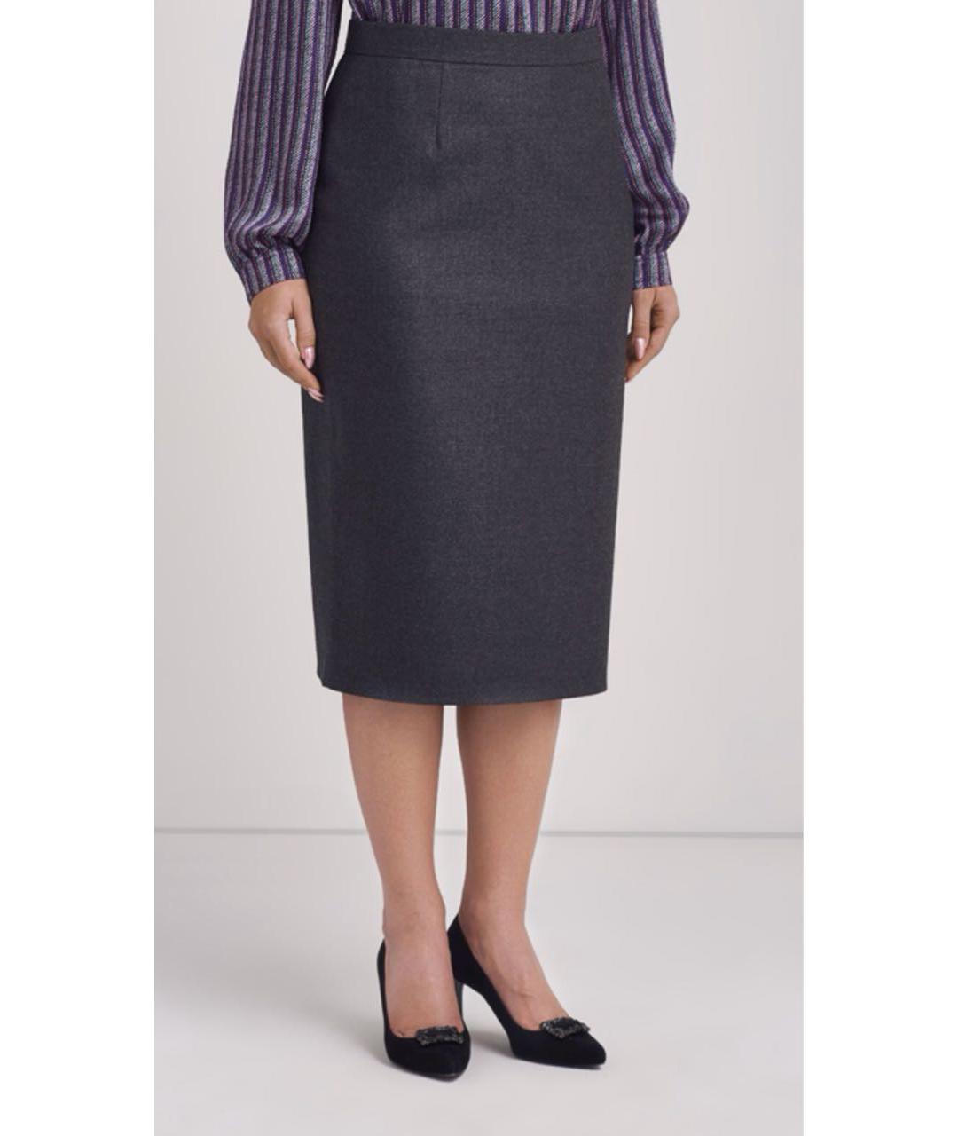 ESCADA Антрацитовая шерстяная юбка миди, фото 2