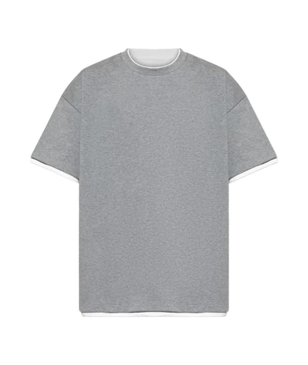 JIL SANDER Серая хлопковая футболка, фото 1