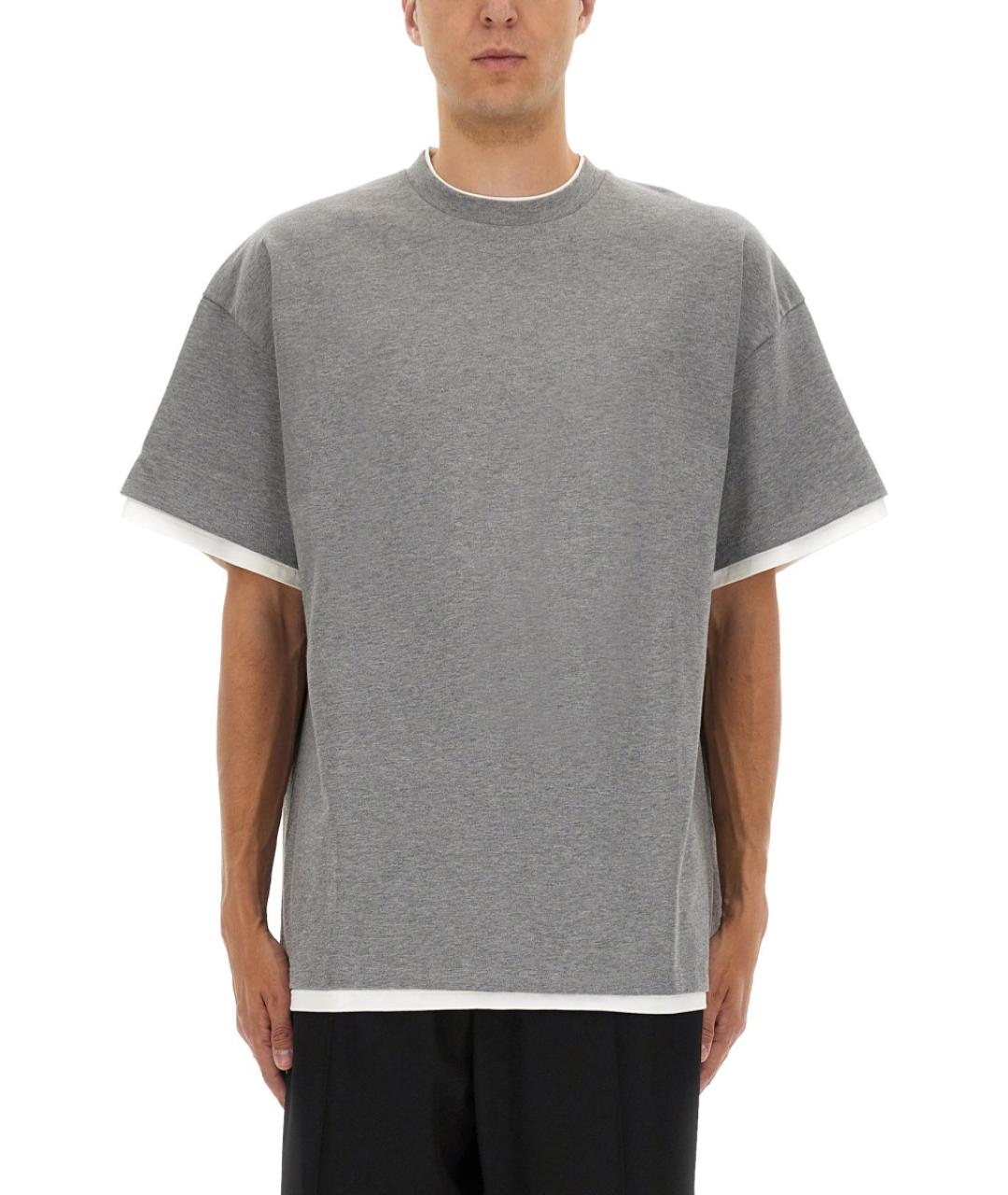 JIL SANDER Серая хлопковая футболка, фото 5