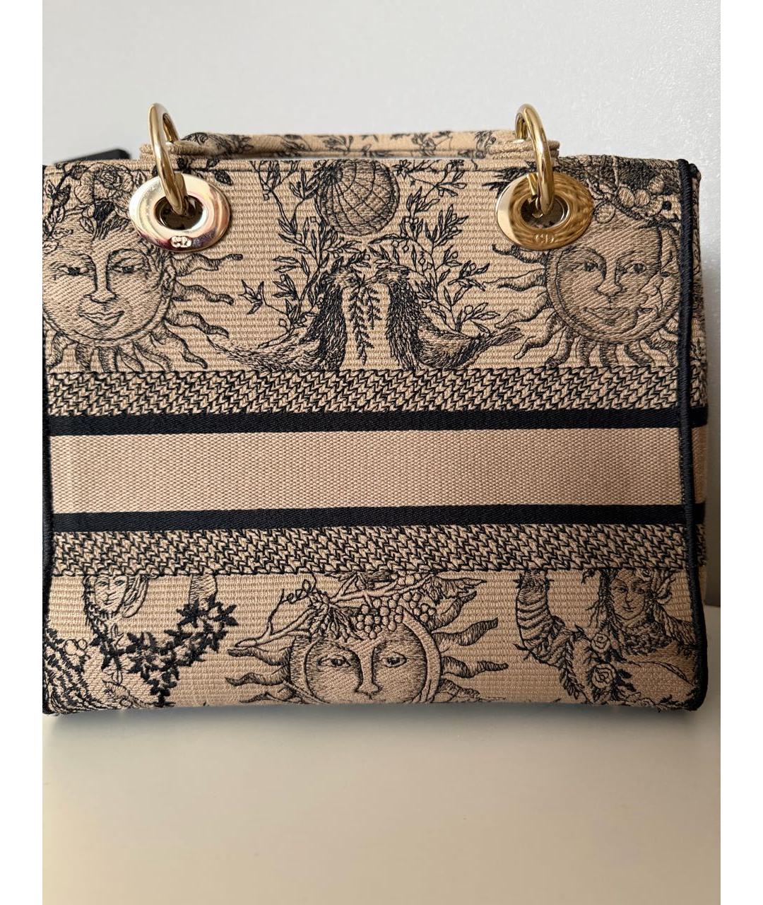 CHRISTIAN DIOR Бежевая тканевая сумка с короткими ручками, фото 2