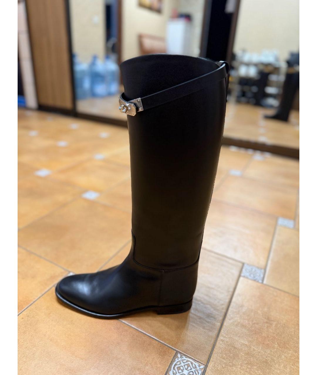 HERMES Черные кожаные сапоги, фото 9