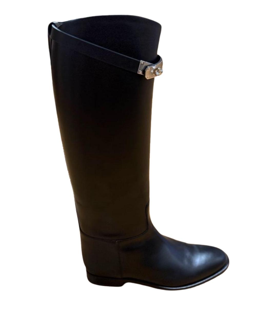 HERMES Черные кожаные сапоги, фото 1