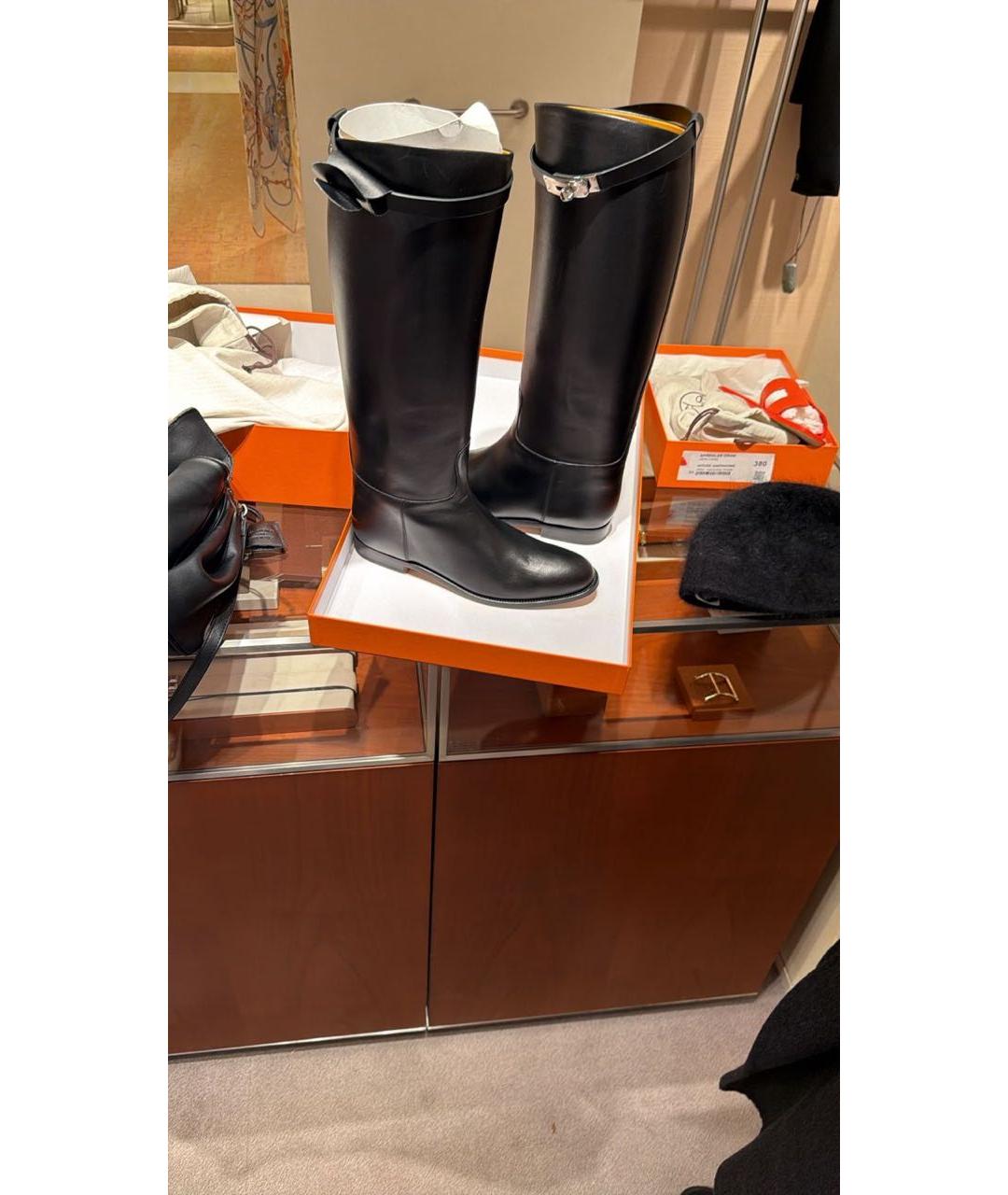 HERMES Черные кожаные сапоги, фото 7