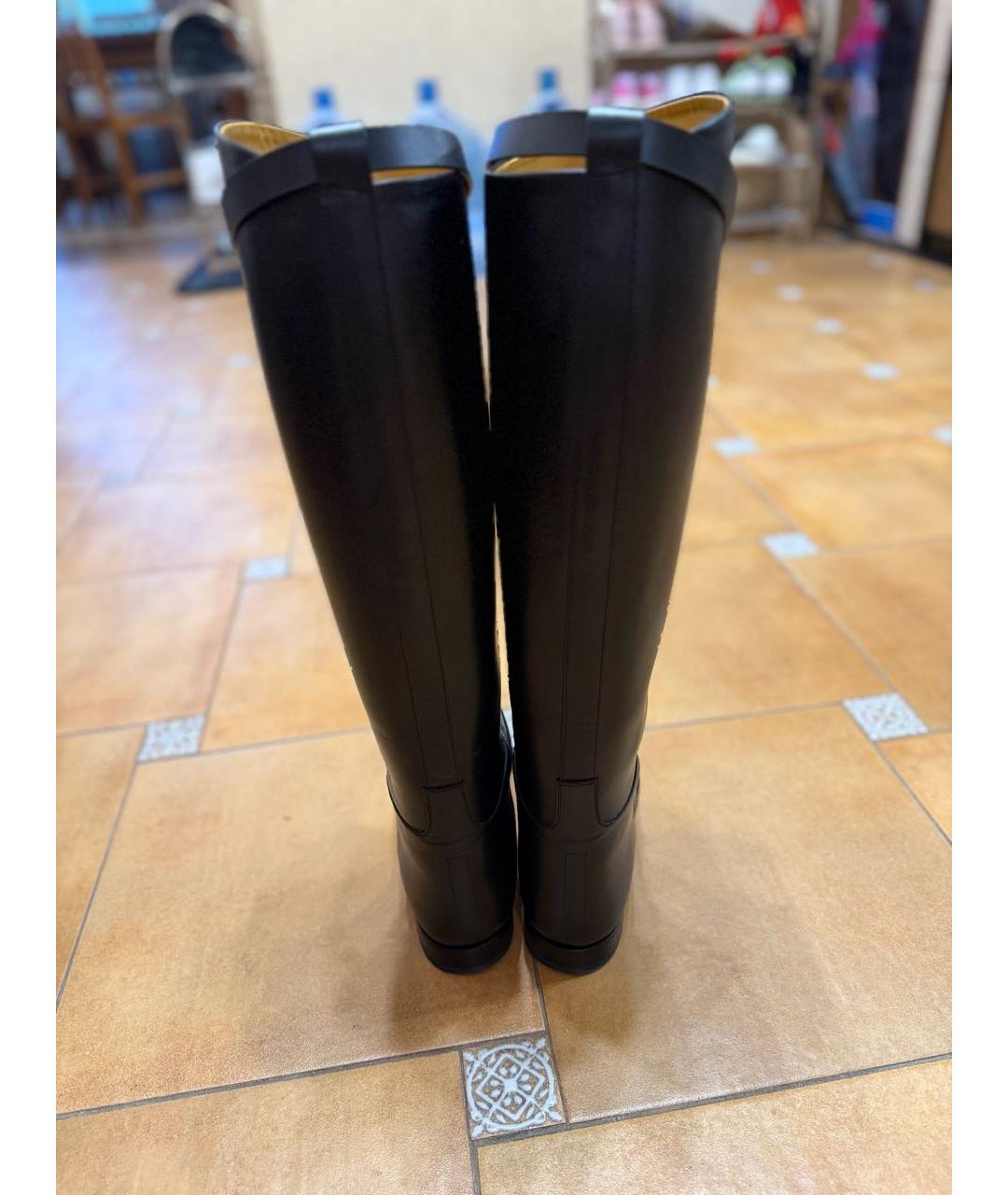 HERMES Черные кожаные сапоги, фото 4
