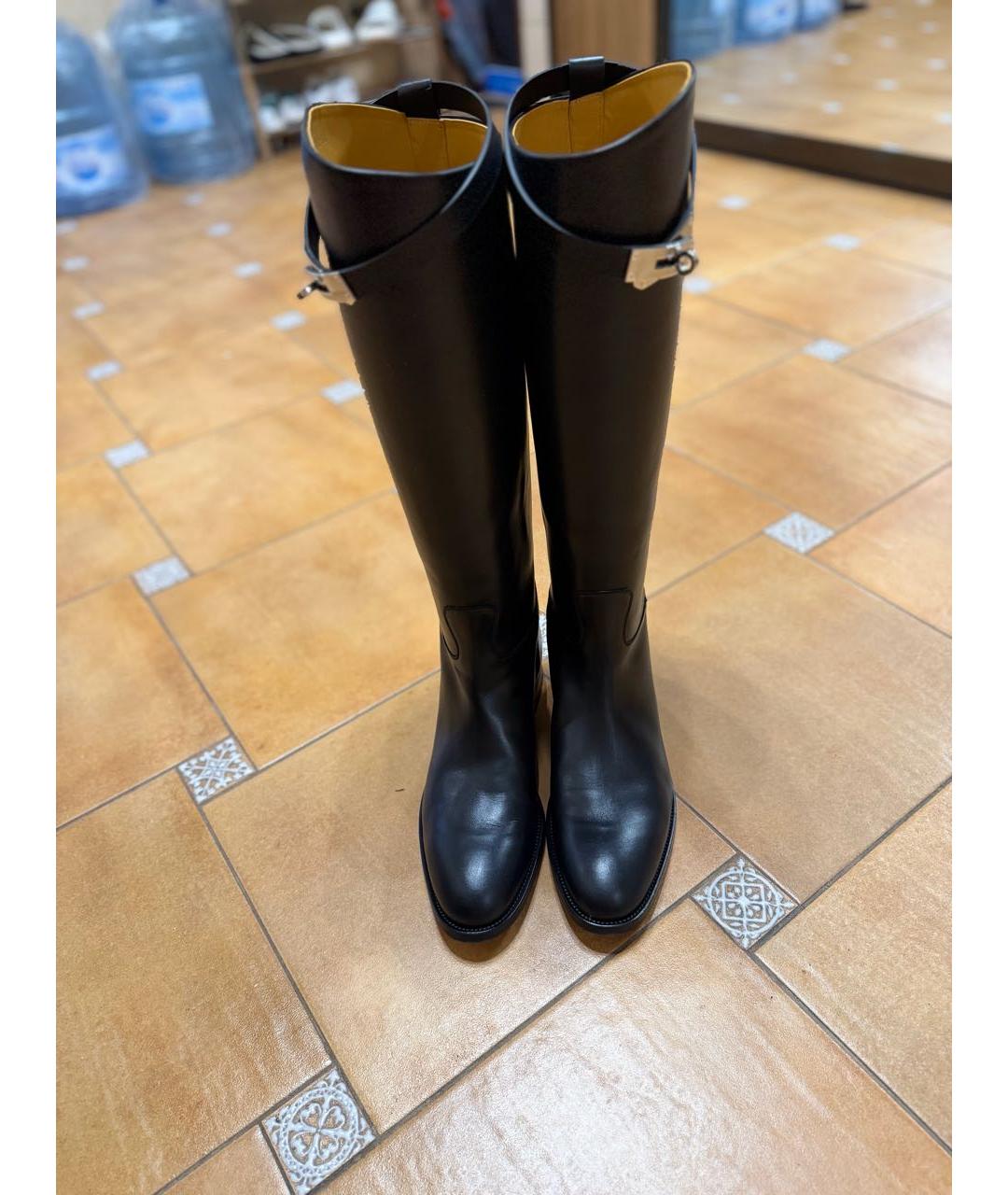 HERMES Черные кожаные сапоги, фото 3