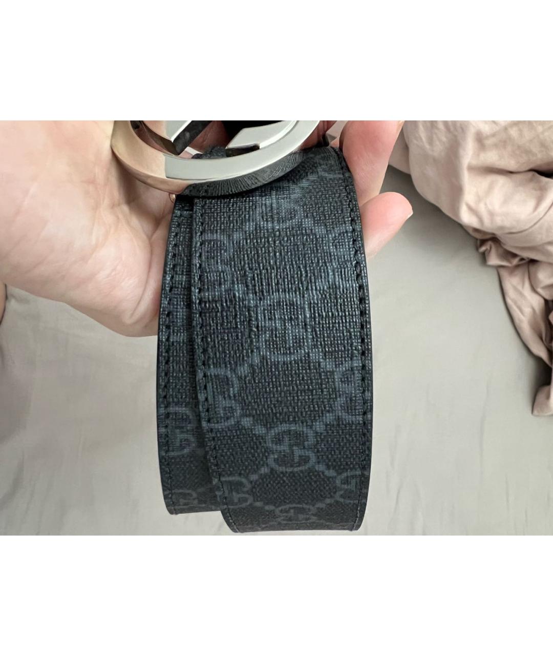 GUCCI Антрацитовый кожаный ремень, фото 7