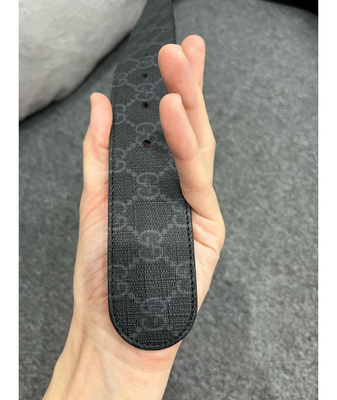 GUCCI Антрацитовый кожаный ремень, фото 5
