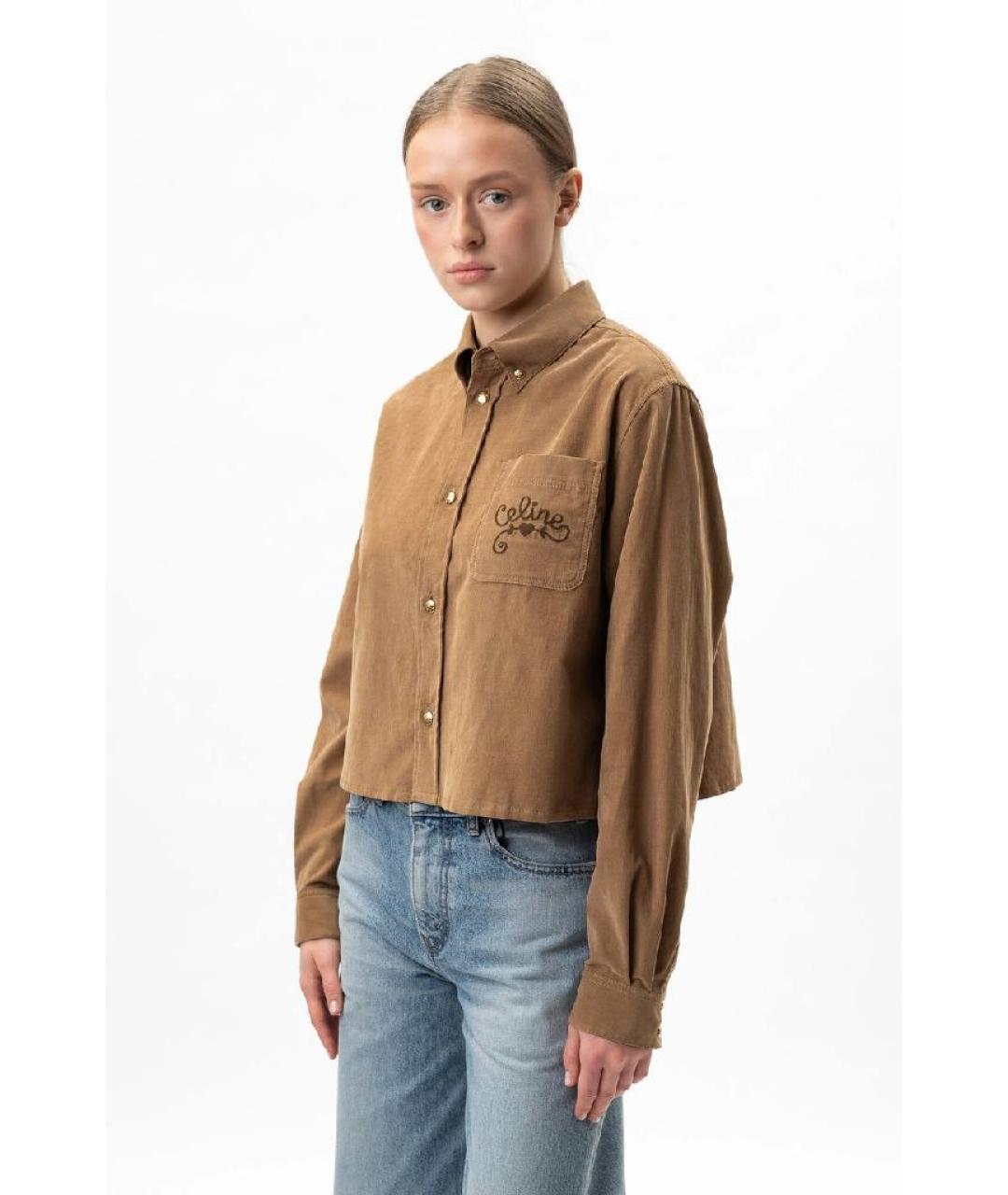 CELINE Бежевая велюровая рубашка, фото 2