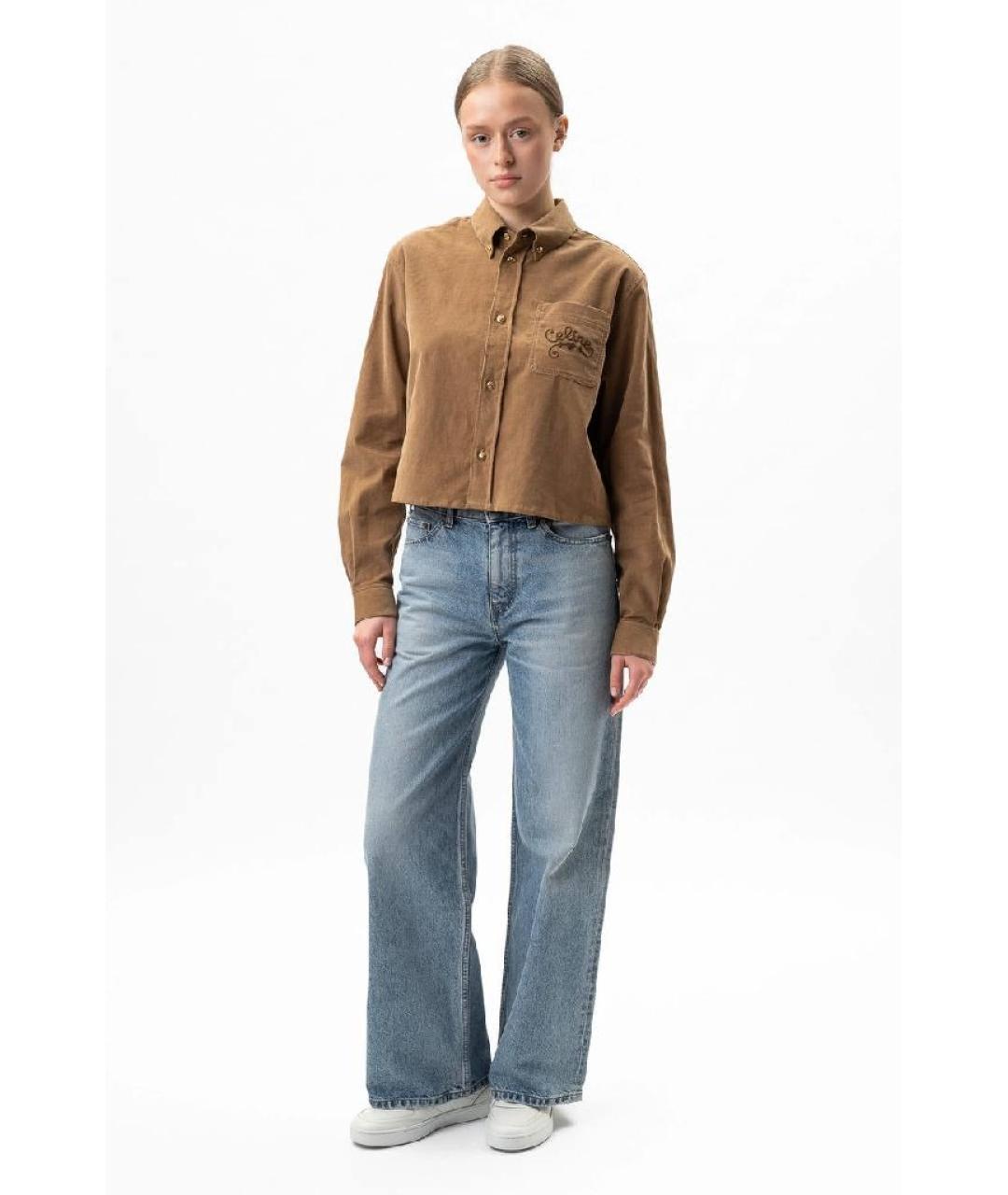 CELINE Бежевая велюровая рубашка, фото 7