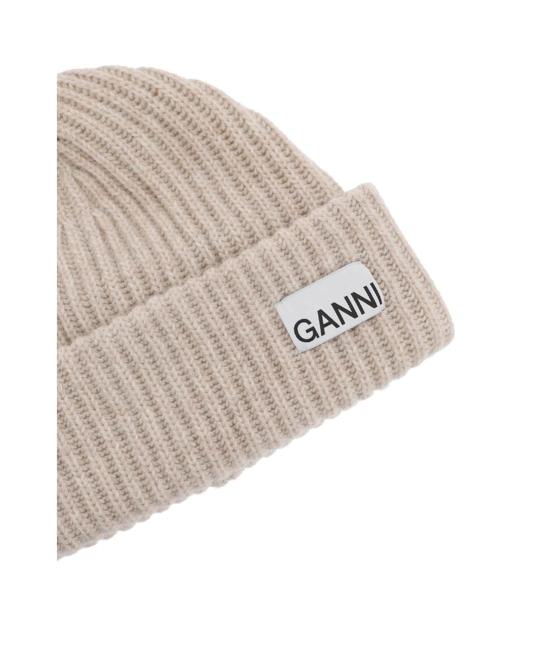 GANNI Бежевая шерстяная шапка, фото 4