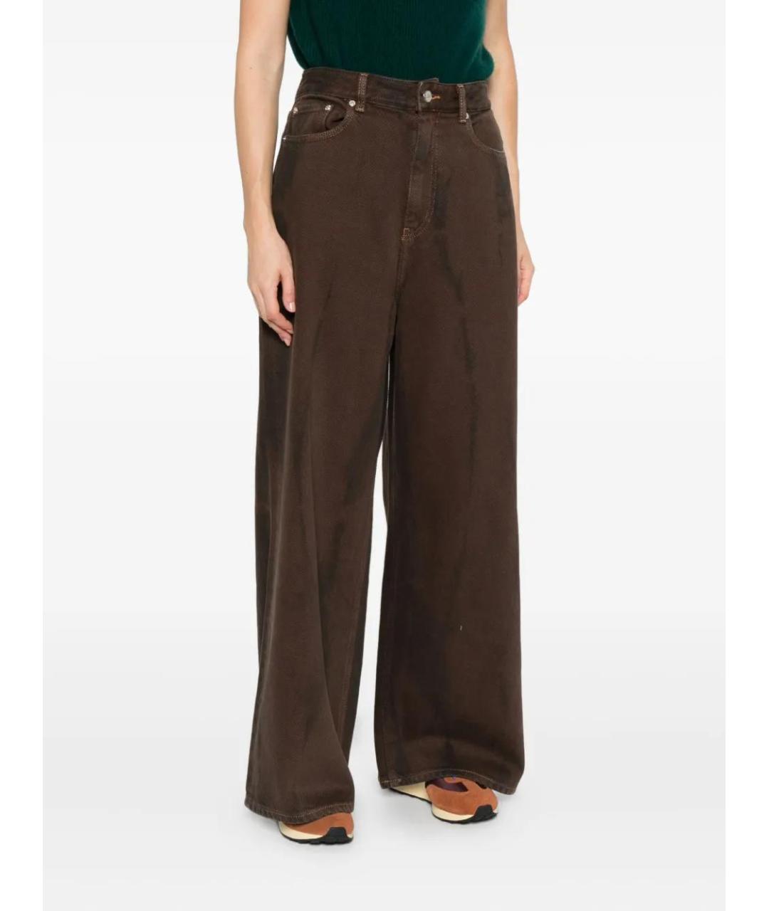 GANNI Коричневые хлопковые прямые джинсы, фото 3