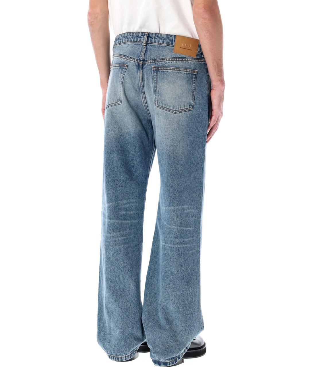 Ami Paris Голубые хлопковые прямые джинсы, фото 2