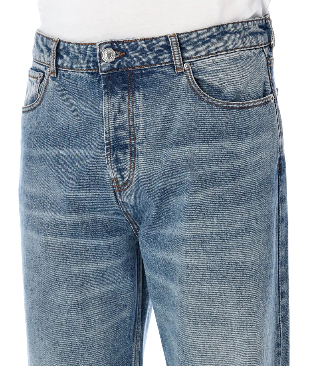 Ami Paris Голубые хлопковые прямые джинсы, фото 3