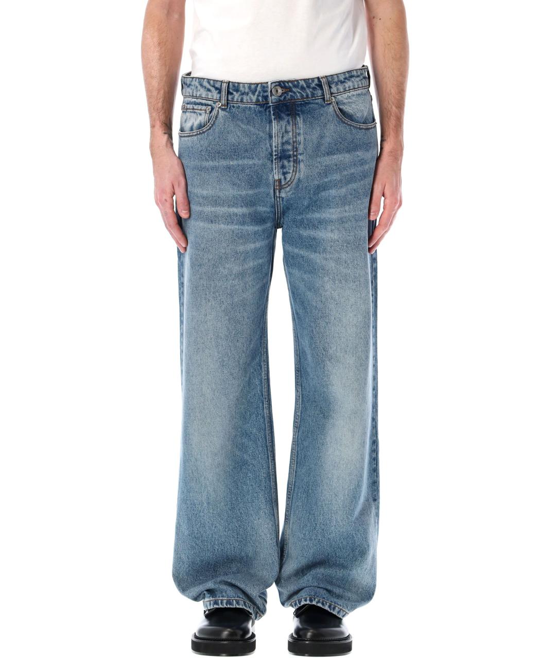 Ami Paris Голубые хлопковые прямые джинсы, фото 6