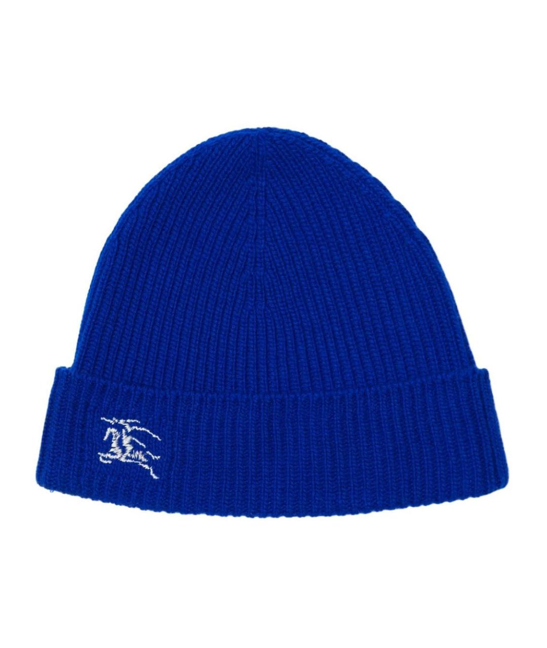 BURBERRY Синяя шерстяная шапка, фото 1