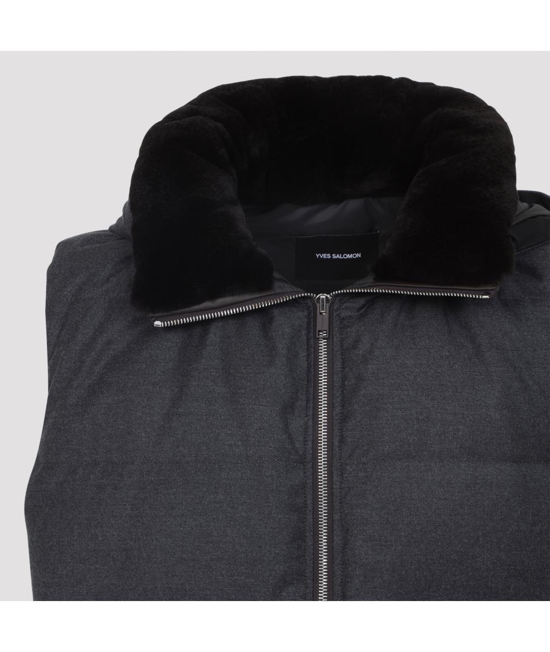 YVES SALOMON Серый шерстяной жилет, фото 4