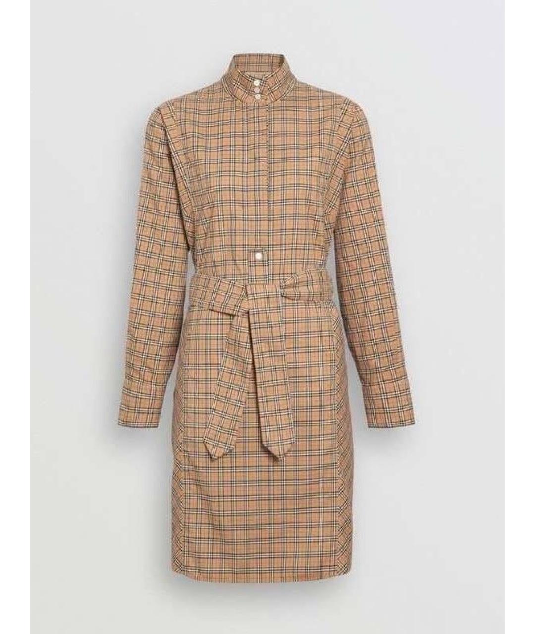 BURBERRY Коричневое хлопковое повседневное платье, фото 1