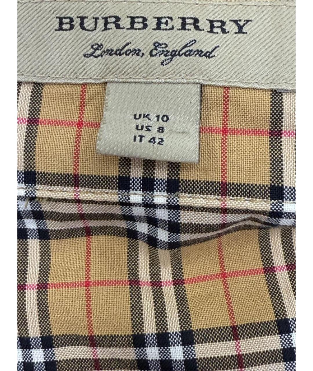 BURBERRY Коричневое хлопковое повседневное платье, фото 3