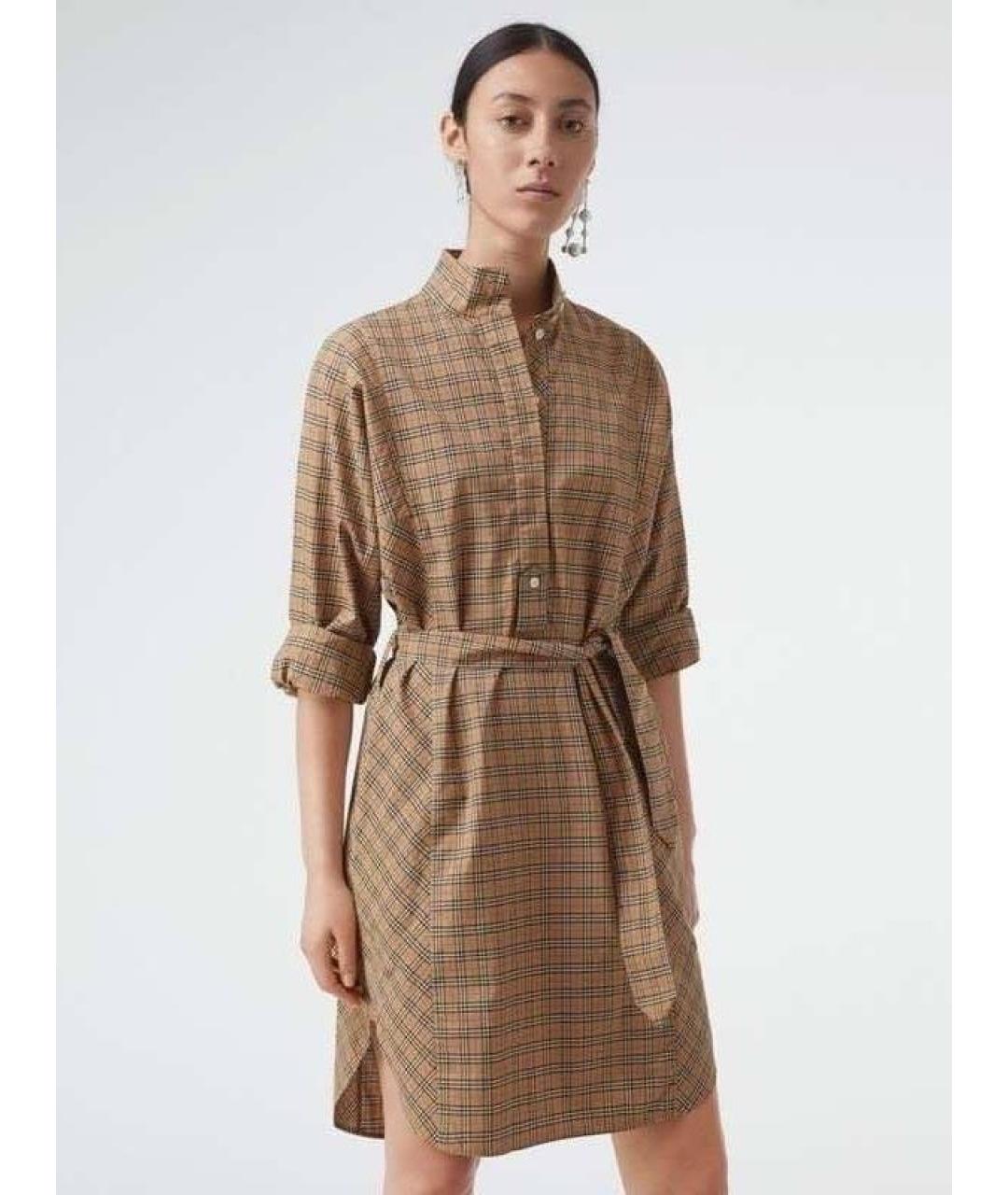 BURBERRY Коричневое хлопковое повседневное платье, фото 8