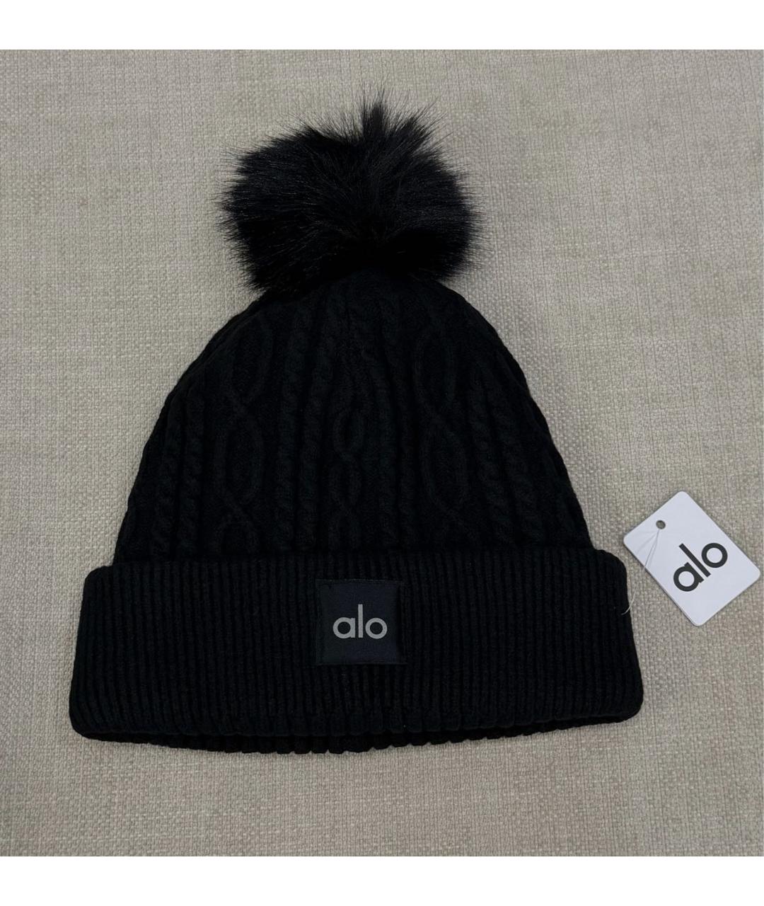 ALO YOGA Черная шерстяная шапка, фото 4