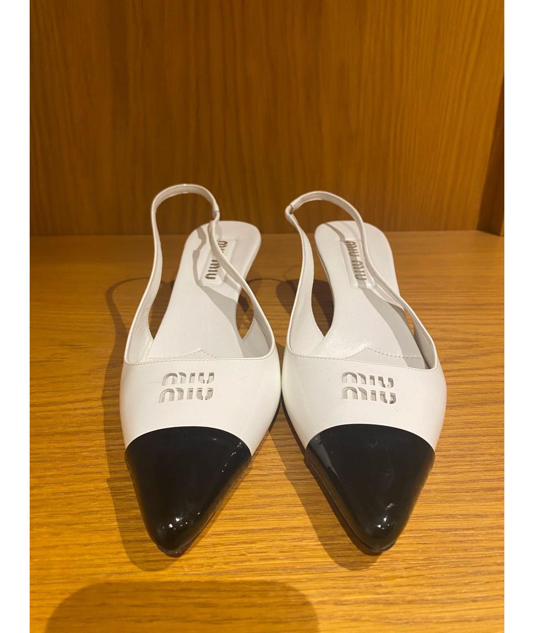 MIU MIU Белые кожаные туфли, фото 2