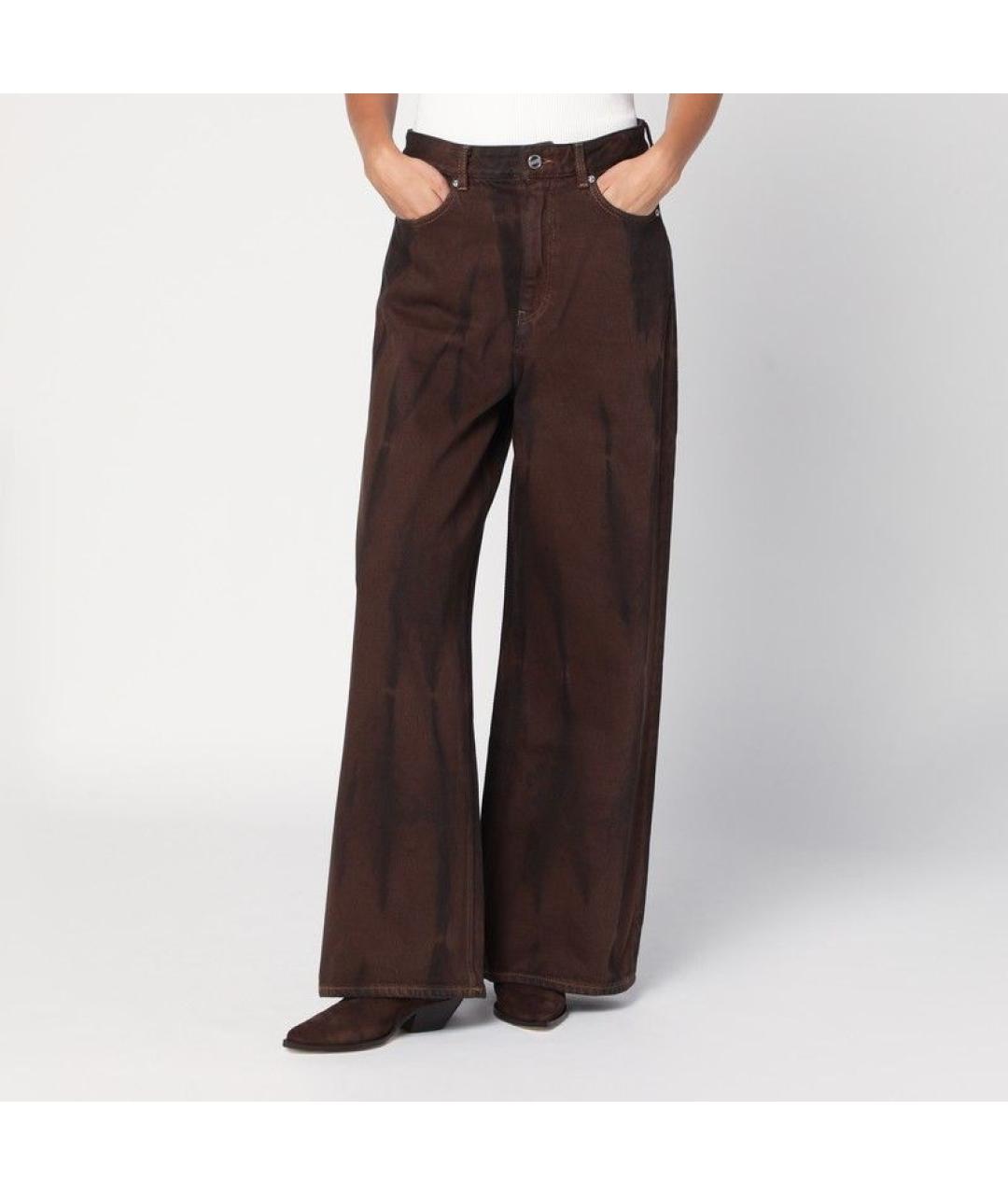 GANNI Коричневые хлопковые прямые джинсы, фото 2