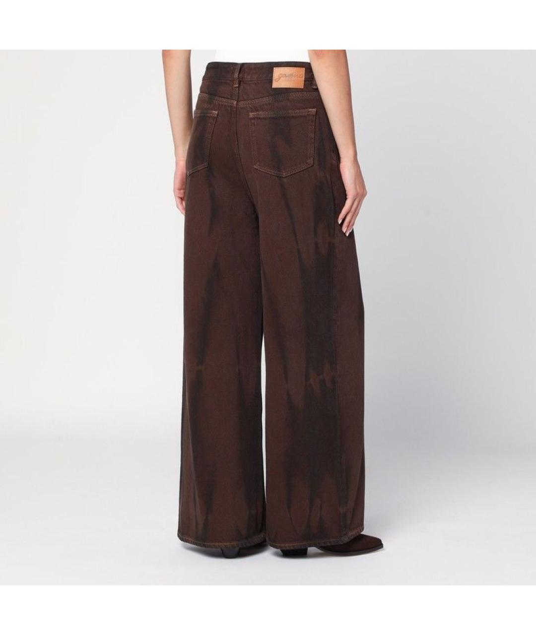 GANNI Коричневые хлопковые прямые джинсы, фото 3